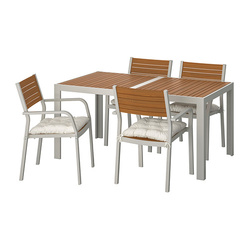 SJÄLLAND, table+4 chairs w armrests, outdoor