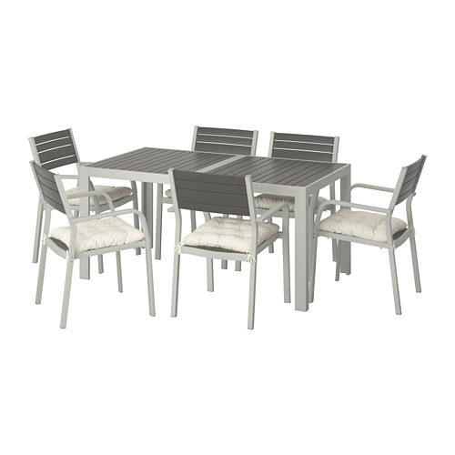 SJÄLLAND, table+6 chairs w armrests, outdoor