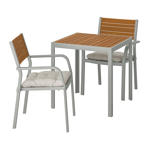SJÄLLAND, table+2 chairs w armrests, outdoor