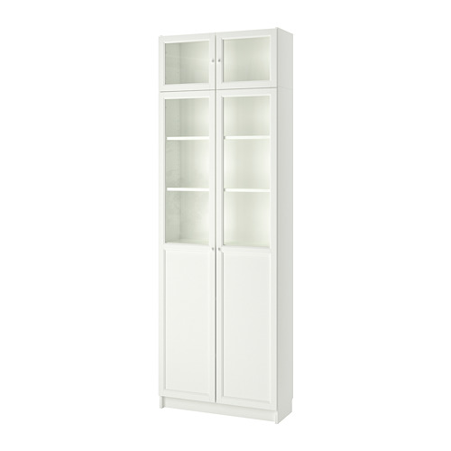 BILLY, bookcase w hght ext ut/pnl/glss drs