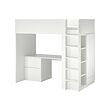 White with frame/with desk with 3 drawers