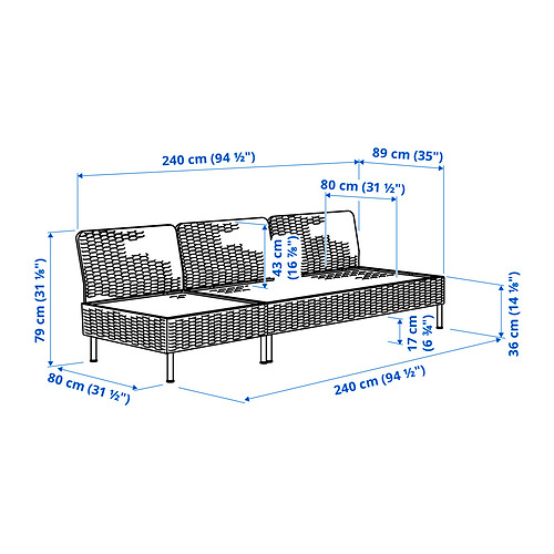 VITTSKÄR, 3-seat sofa