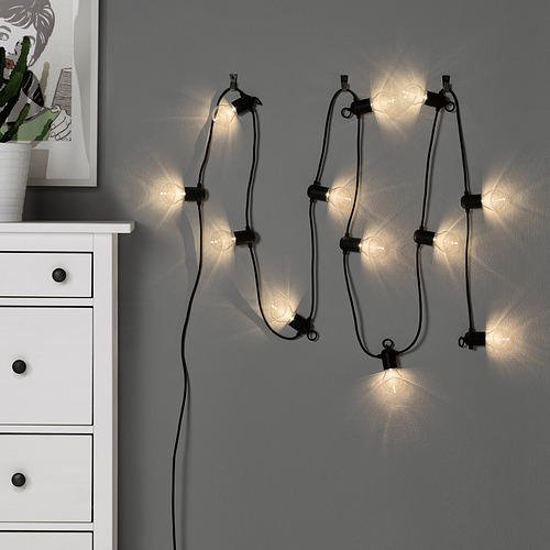 SVARTRÅ, LED lighting chain with 12 lights