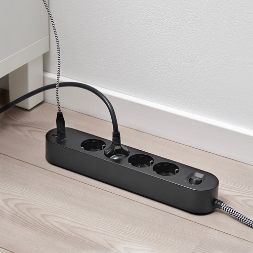 KOPPLA, 4-way socket with 2 USB ports