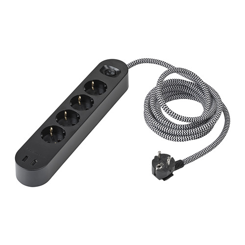 KOPPLA 4-way socket with 2 USB ports