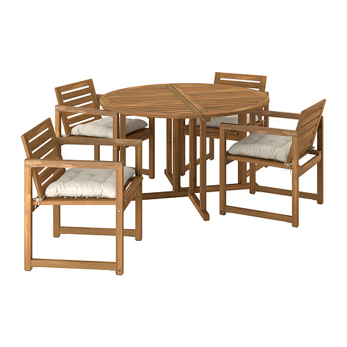 NÄMMARÖ, table+4 chairs w armrests, outdoor