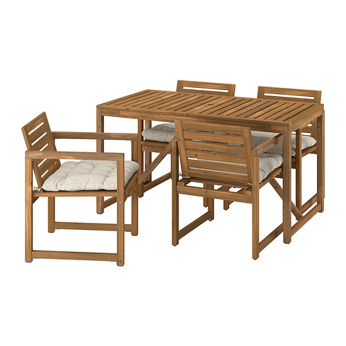 NÄMMARÖ, borð og fjórir stólar m/örmum, úti