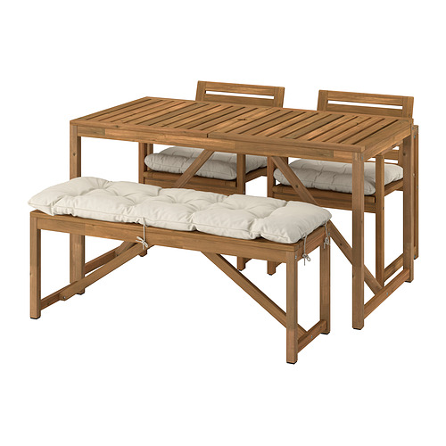 NÄMMARÖ, borð, tveir stólar og bekkur, úti