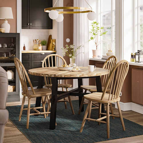 SKOGSTA, borð og fjórir stólar