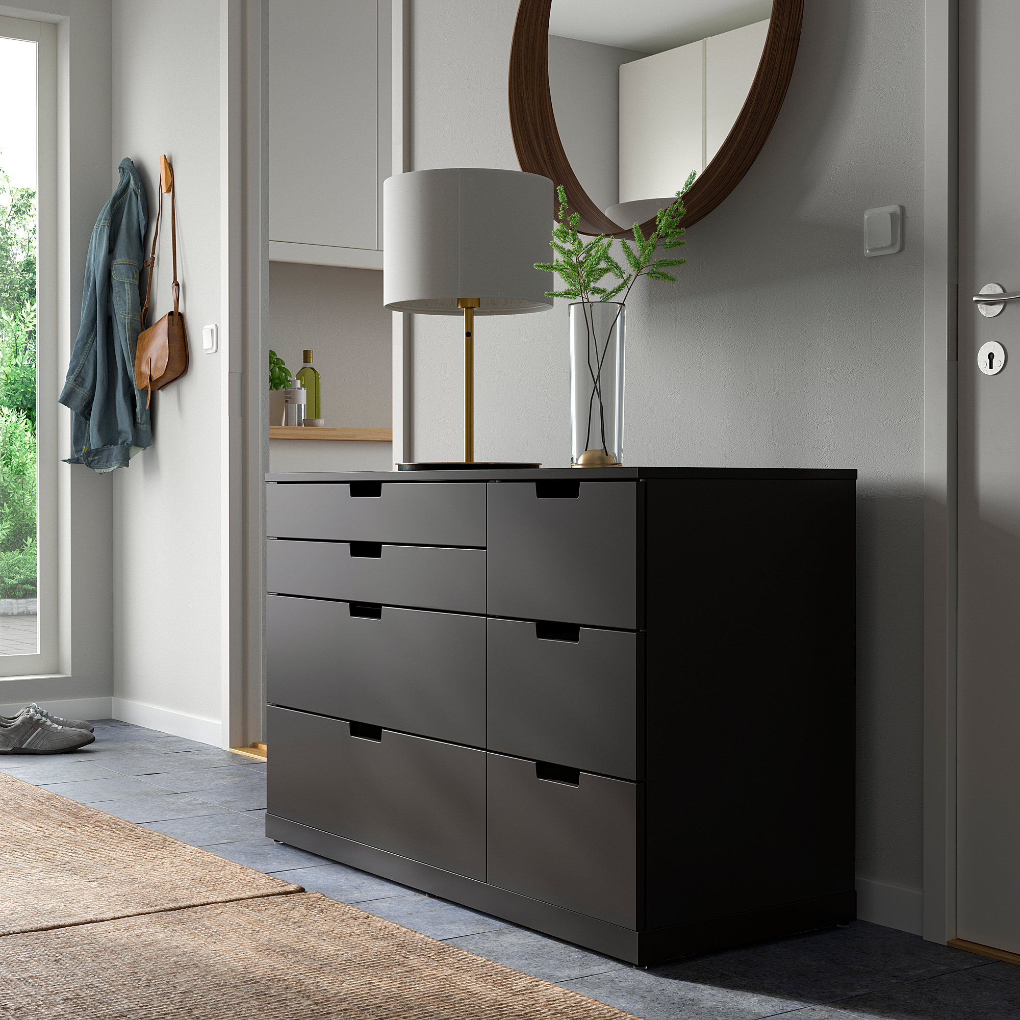 NORDLI kommóða, sjö skúffur