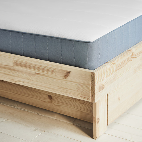 GLAMBERGET, bed frame with storage and mattress