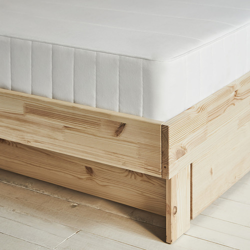 GLAMBERGET, bed frame with storage and mattress
