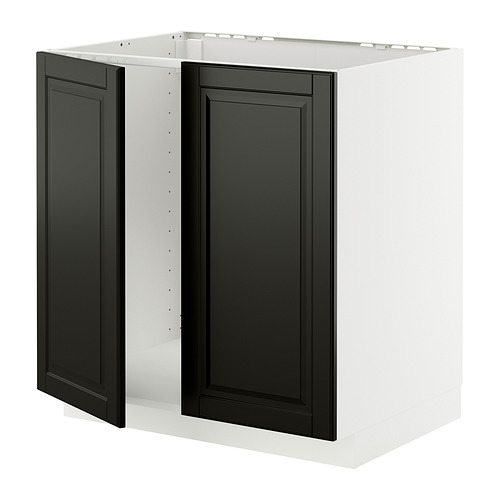 METOD base cabinet for sink + 2 doors