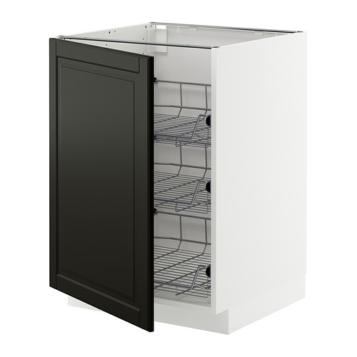 METOD base cabinet with wire baskets