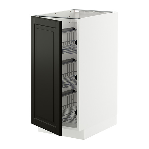 METOD base cabinet with wire baskets