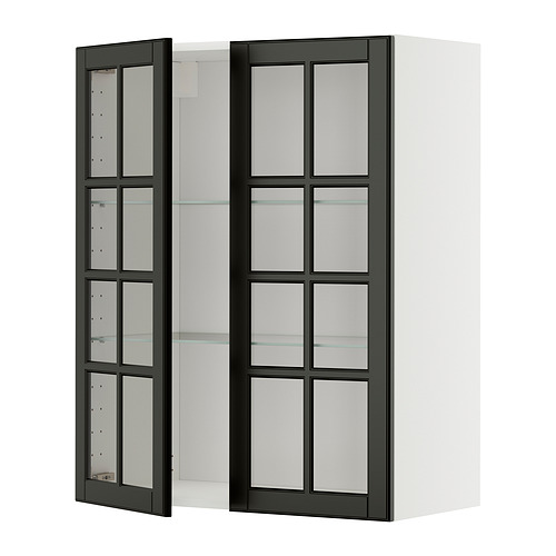 METOD wall cabinet w shelves/2 glass drs