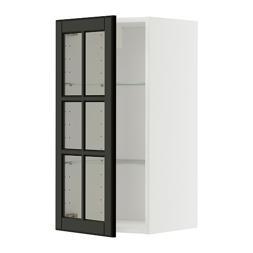 METOD wall cabinet w shelves/glass door
