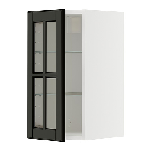 METOD wall cabinet w shelves/glass door