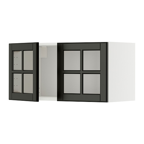 METOD wall cabinet with 2 glass doors