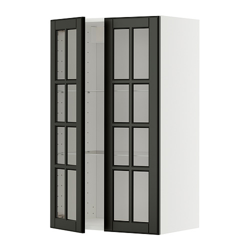 METOD wall cabinet w shelves/2 glass drs