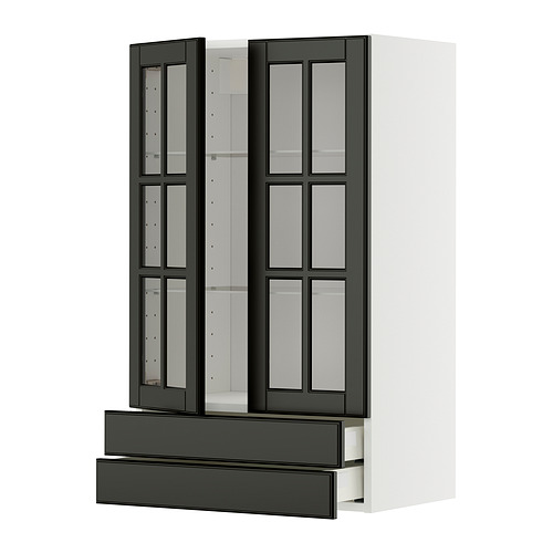 METOD/MAXIMERA wall cab w 2 glass doors/2 drawers