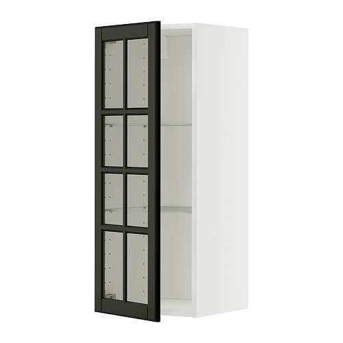 METOD wall cabinet w shelves/glass door