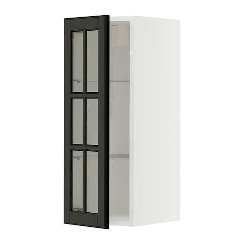 METOD wall cabinet w shelves/glass door