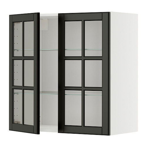METOD wall cabinet w shelves/2 glass drs