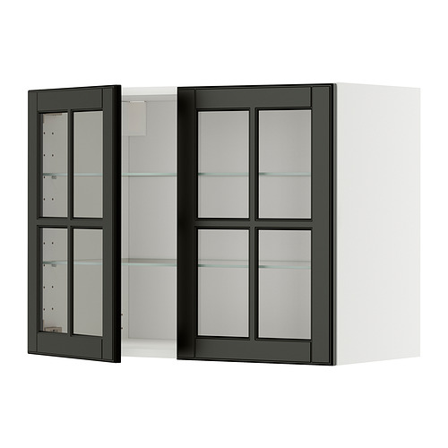 METOD wall cabinet w shelves/2 glass drs