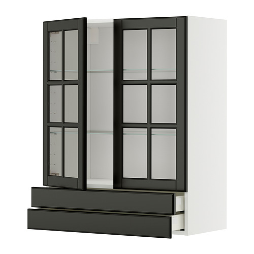 METOD/MAXIMERA wall cab w 2 glass doors/2 drawers