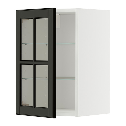 METOD wall cabinet w shelves/glass door