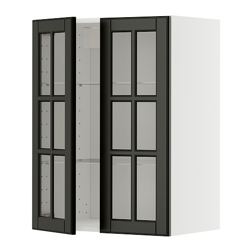 METOD wall cabinet w shelves/2 glass drs