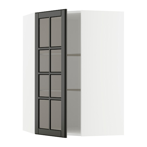 METOD corner wall cab w shelves/glass dr