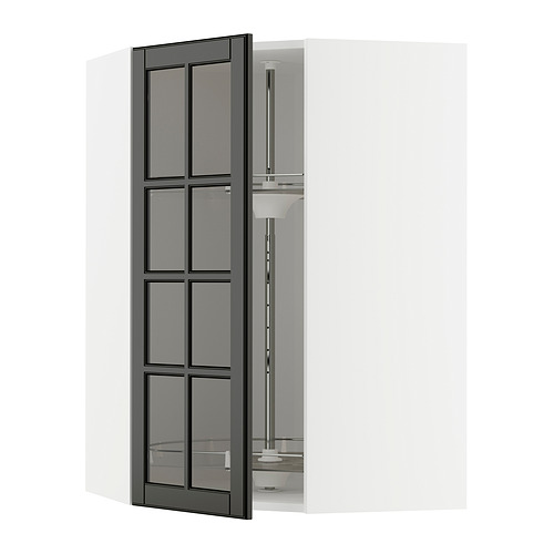 METOD corner wall cab w carousel/glass dr