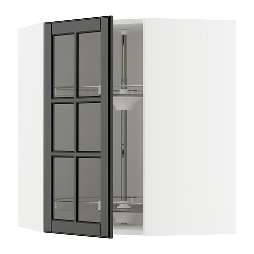 METOD corner wall cab w carousel/glass dr