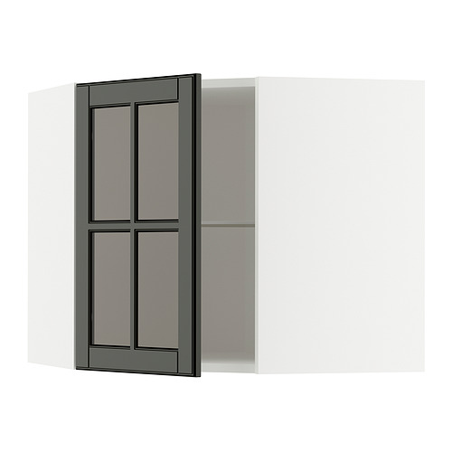 METOD corner wall cab w shelves/glass dr