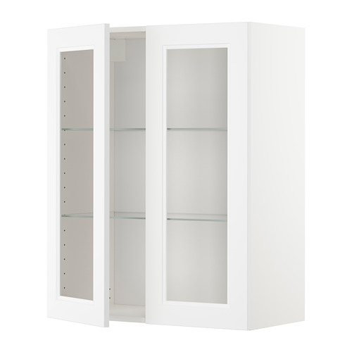 METOD wall cabinet w shelves/2 glass drs