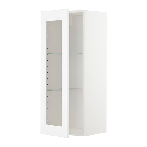 METOD wall cabinet w shelves/glass door