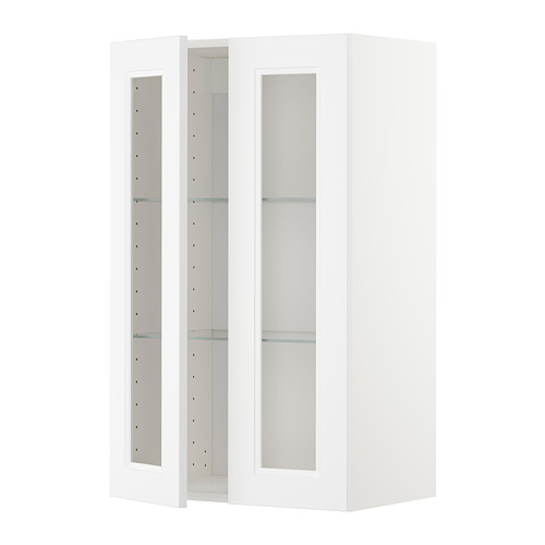 METOD wall cabinet w shelves/2 glass drs