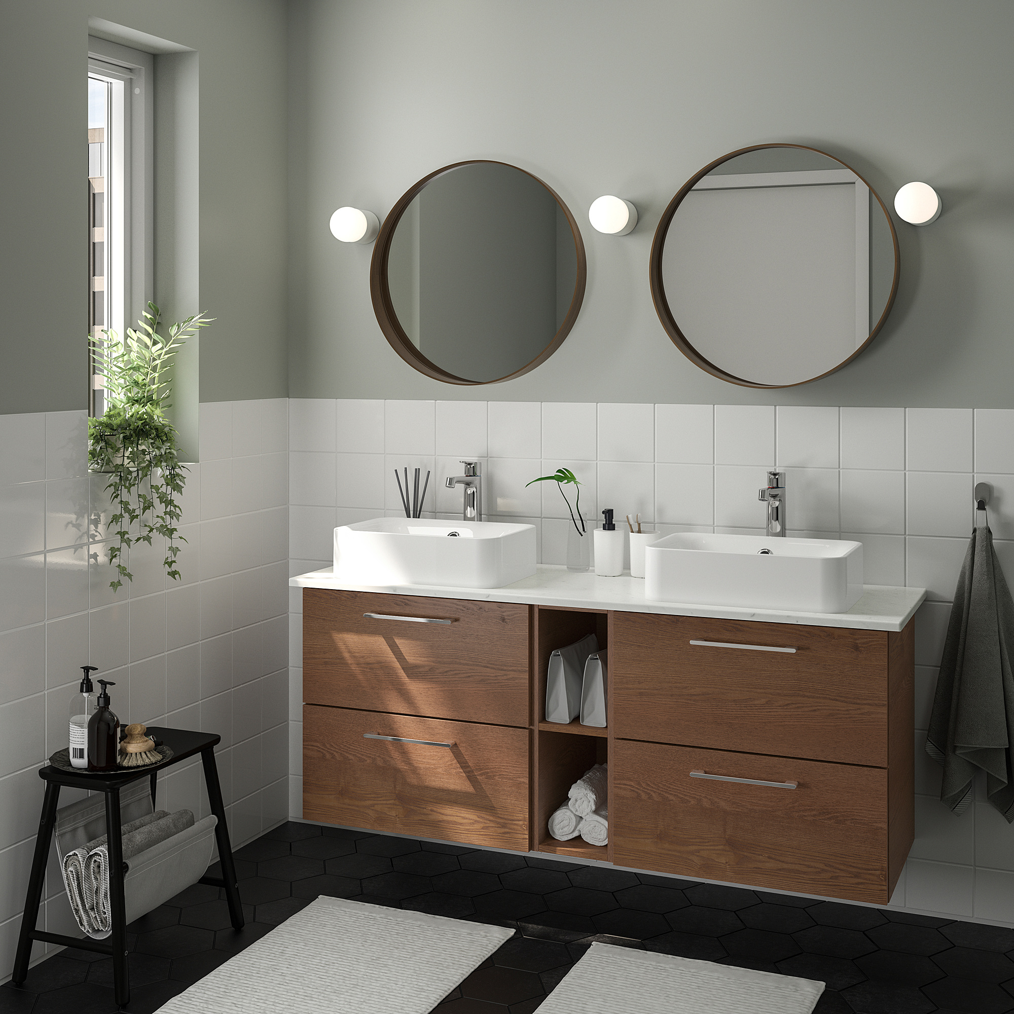 GODMORGON/TOLKEN/HÖRVIK bathroom furniture, set of 10