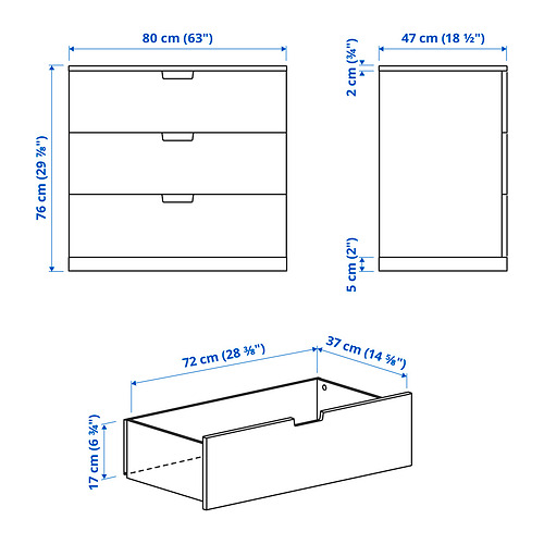 NORDLI chest of 3 drawers