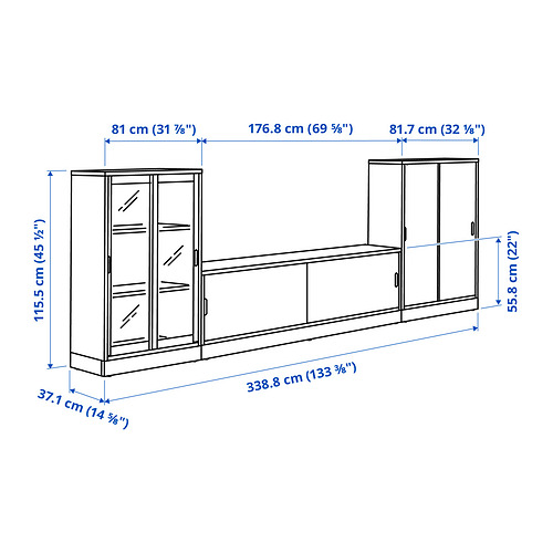TONSTAD TV/storage comb with sliding doors
