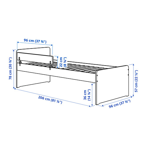 SLÄKT/NATTAPA bed frame w guard rail+slat bd base