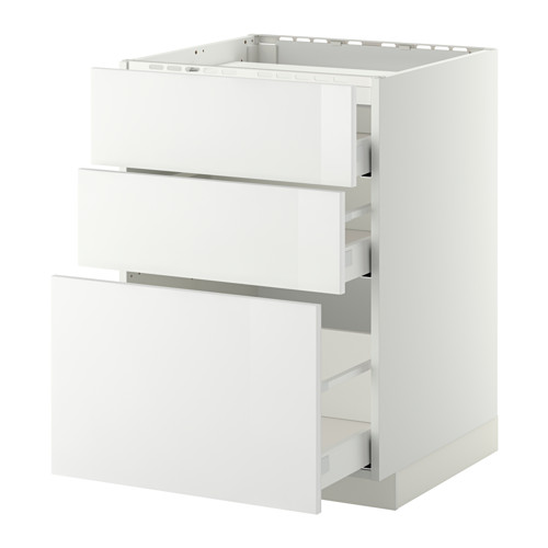 METOD/MAXIMERA, base cab f hob/3 fronts/3 drawers