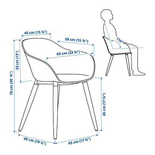 GRÖNSTA chair with armrests, in/outdoor