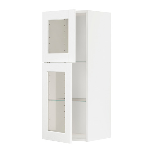 METOD wall cabinet w shelves/2 glass drs