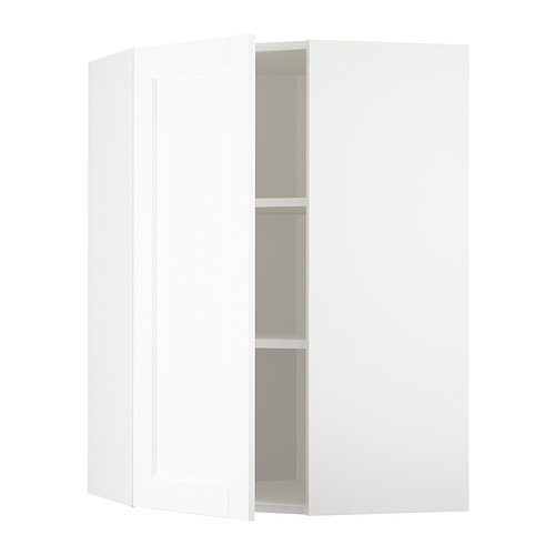 METOD, corner wall cabinet with shelves