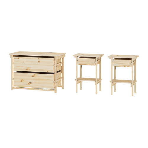 KRONÖREN, bedroom furniture, set of 3