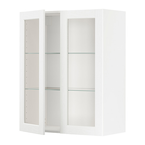 METOD wall cabinet w shelves/2 glass drs