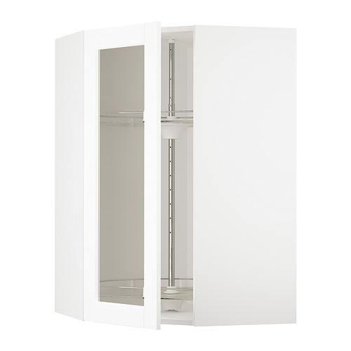 METOD, corner wall cab w carousel/glass dr